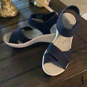 Stylish Navy Sandals with White Soles